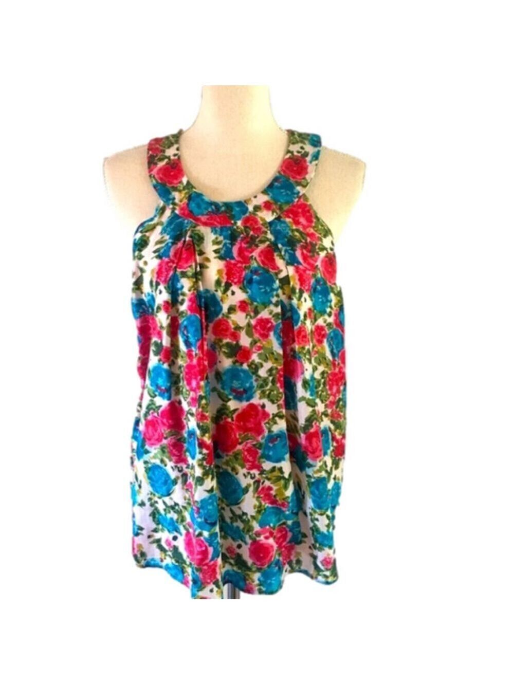 VELVET silk halter vintage floral print sleeveless blouse, size S